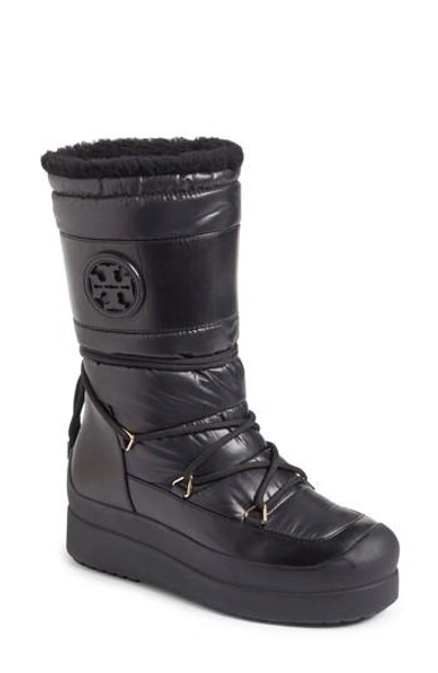 Shop Tory Burch Cliff Genuine Shearling Lined Boot In Black/ Black
