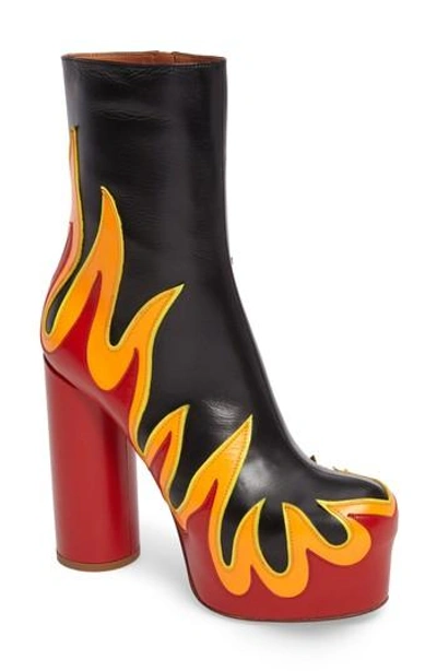 Shop Vetements Flame Platform Boot In Black/red