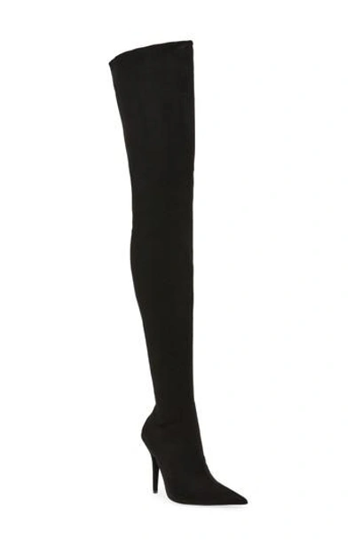 Shop Jeffrey Campbell Gamora Thigh High Boot In Black Stretch Suede
