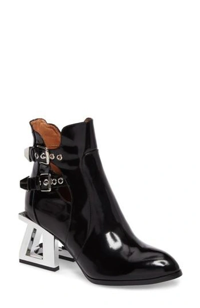 Jeffrey Campbell Edmund Cage Heel Bootie In Black Box Silver Leather |  ModeSens
