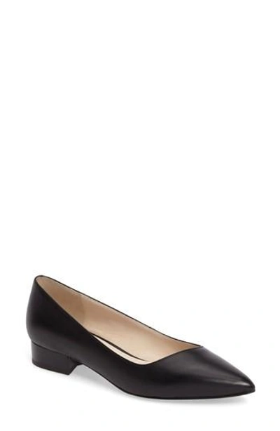 Shop Cole Haan Heidy Pointy Toe Flat In Black Leather