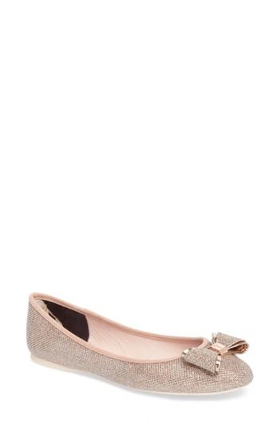 Shop Ted Baker Immet Ballet Flat In Rose Gold Metallic Fabric