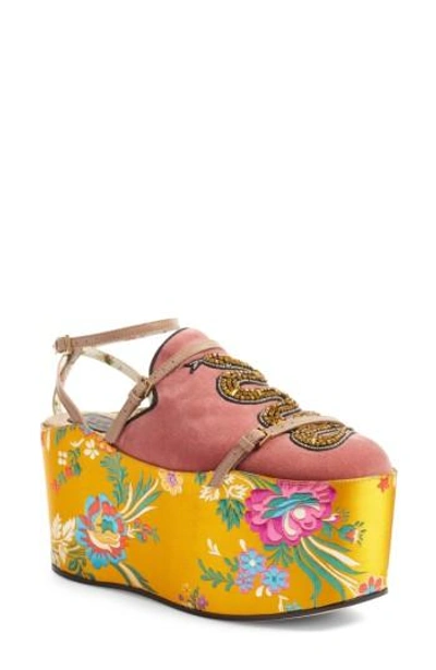 Shop Gucci Hannelore Platform Loafer In Pink Multi