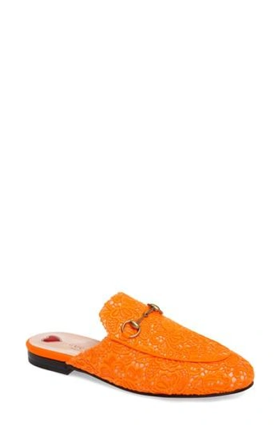 Shop Gucci Princetown Loafer Mule In Orange Lace