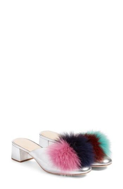 Shop Loeffler Randall Lulu Genuine Fox Fur Mule In Multi Silver