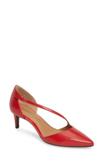 Shop Calvin Klein Page Pointy Toe Pump In Lipstick Red Leather