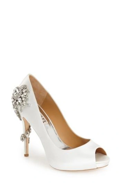 Shop Badgley Mischka 'royal' Crystal Embellished Peeptoe Pump In White