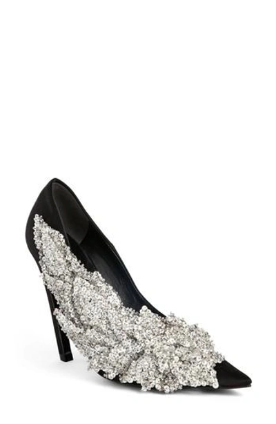 Shop Balenciaga Embellished Pointy Toe Pump In Black