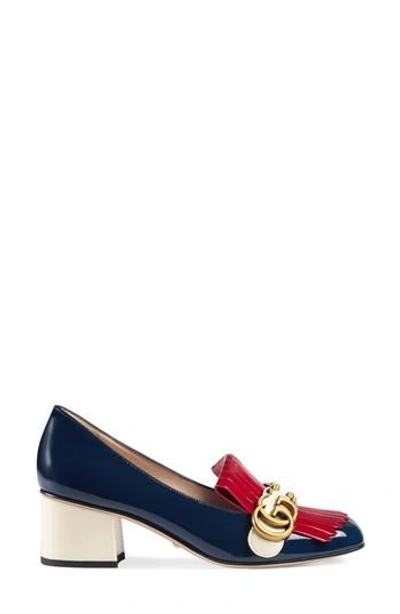 Shop Gucci Marmont Pump In Navy/ Red/ White