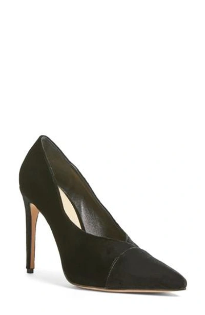 Shop Alexandre Birman Clarice Pointy Toe Pump In Black Velvet