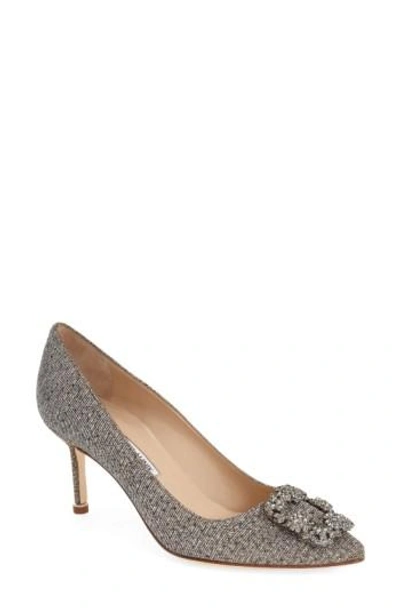 Shop Gucci Hangisi Pointed Toe Pump In Bronze Fabric