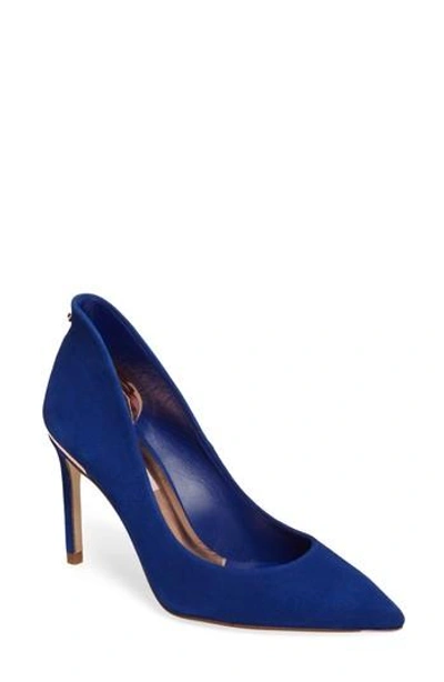 Shop Ted Baker Savio Pointy Toe Pump In Blue Suede