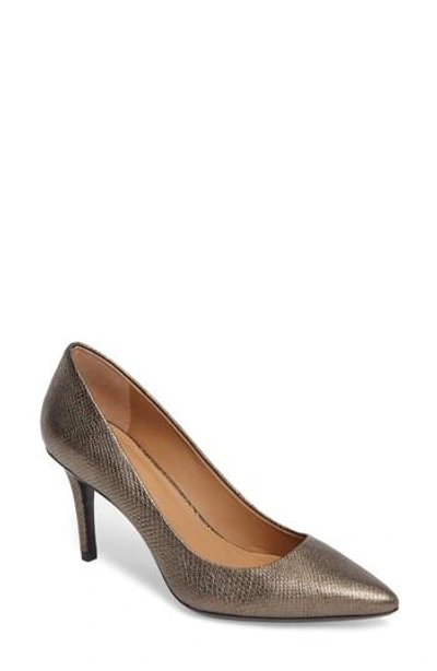 Shop Calvin Klein 'gayle' Pointy Toe Pump In Gold Foiled Leather