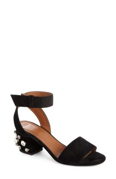 Shop Givenchy Paris Crystal Ankle Strap Sandal In Black