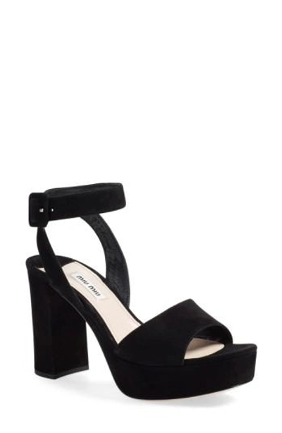 Shop Miu Miu 'sandali' Ankle Strap Sandal In Black