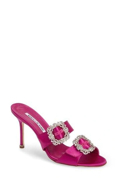Shop Manolo Blahnik Mulussanhan Mule Sandal In Pink Satin
