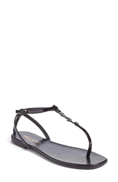 Shop Saint Laurent Nu Pied T-strap Sandal In Black