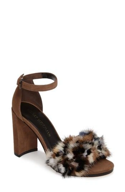 Shop Stuart Weitzman Icelandia Genuine Mink Fur Sandal In Taupey Mink