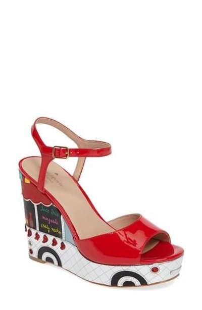 Shop Kate Spade Dora Wedge Sandal In Maraschino Red Patent
