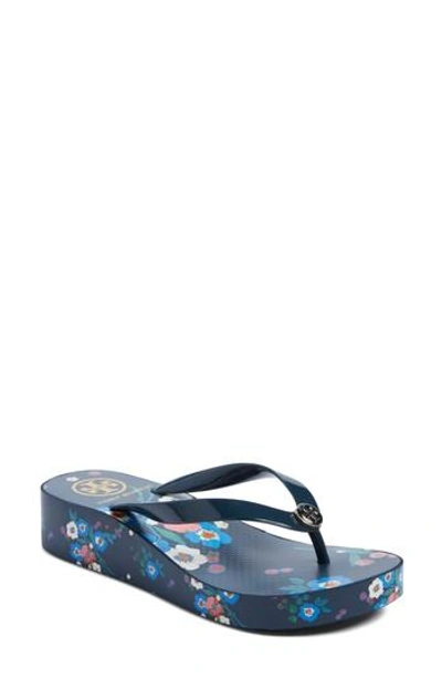 Shop Tory Burch Flip Flop In Pansy Bouquet/ Tory Navy