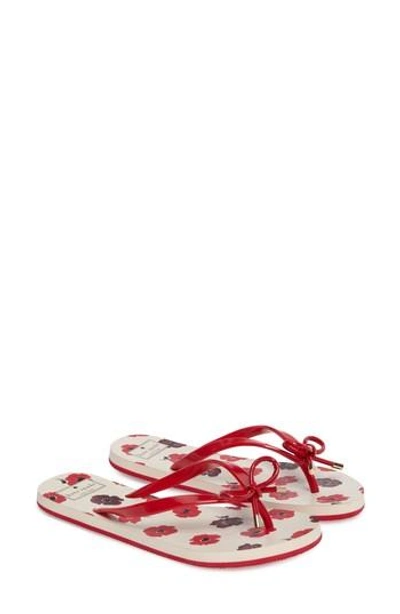 Shop Kate Spade 'nova' Flip Flop In Charm Red Shiny Rubber