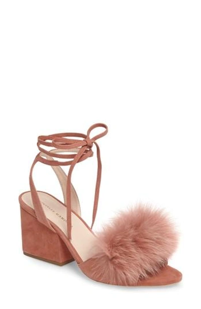 Shop Loeffler Randall Nicky Genuine Fox Fur Ankle Wrap Sandal In Dusty Rose/ Dusty Rose