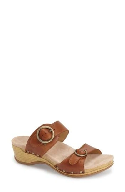manda Slide Sandal In Camel Leather