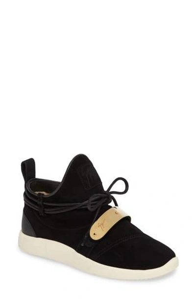 Shop Giuseppe Zanotti Gold Band Sneaker In Black