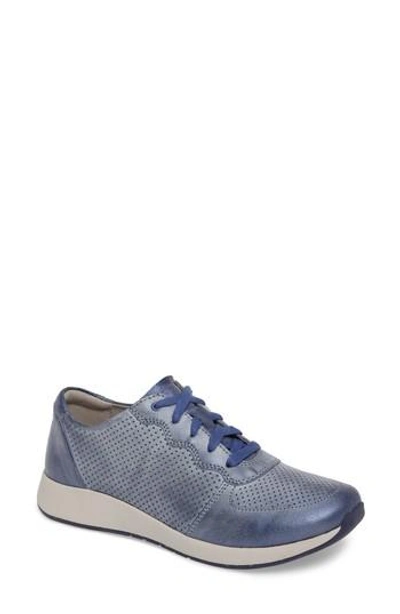 Shop Dansko Christina Sneaker In Blue Metallic Leather