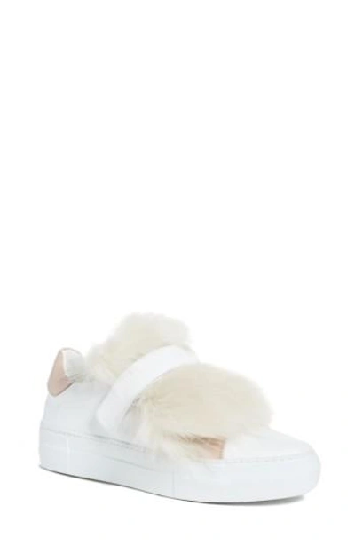 Shop Moncler Victoire Genuine Shearling Sneaker In White/ Nude