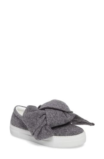 Shop Joshua Sanders Bow Slip-on Sneaker In Grey Lurex Felt