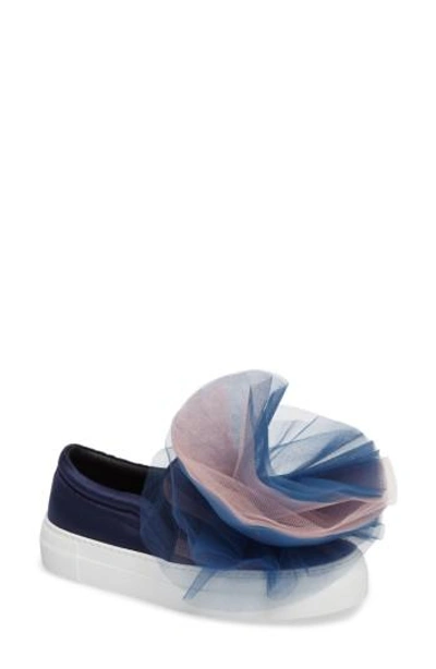 Shop Joshua Sanders Tulle Slip-on Sneaker In Navy Pink Combo