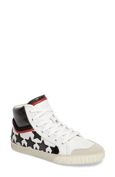 Shop Ash Musik High Top Sneaker In Off White/ Red Leather