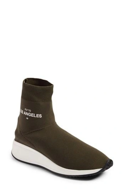 Shop Joshua Sanders Fly To High Top Sock Sneaker In Army Green