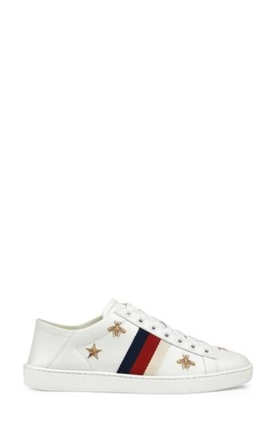 Shop Gucci 'new Ace' Low Top Sneaker In White/ Bee Print