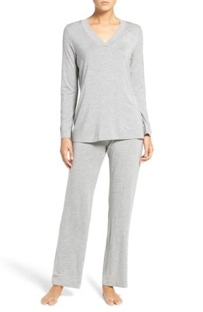 Shop Hanro Knit Pajamas In Grey Melange 958