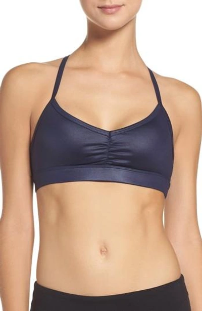Shop Alo Yoga 'sunny Strappy' Soft Cup Bralette In Rich Navy Glossy