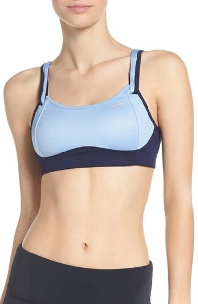 Shop Brooks Moving Comfort 'fiona' Sports Bra In Seaglass/ Navy