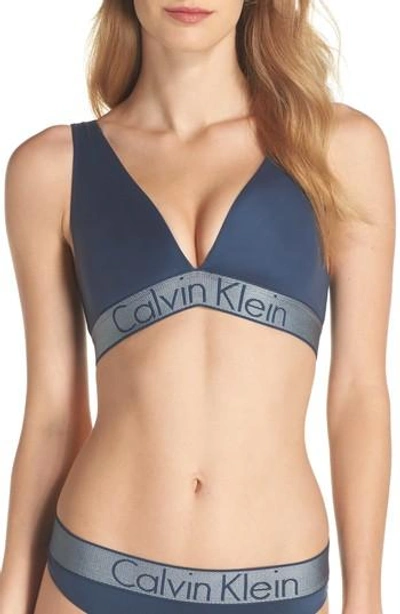 Calvin Klein Customized Stretch Triangle Bralette In Intuition Blue
