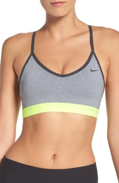 Shop Nike 'pro Indy' Dri-fit Sports Bra In Dark Grey Heather