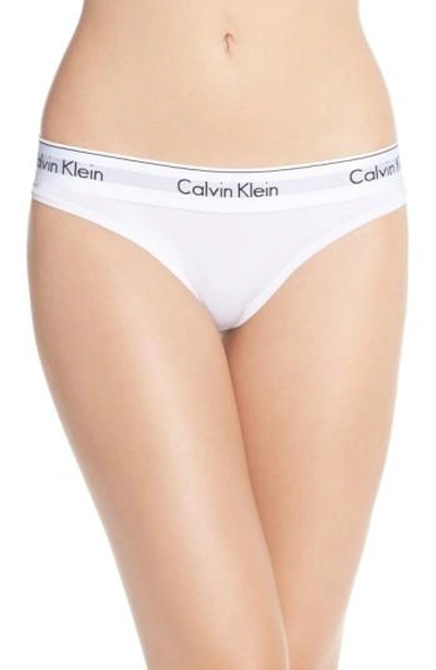Shop Calvin Klein Logo Thong In White
