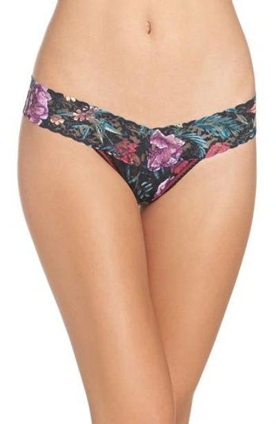 Shop Hanky Panky Moody Blooms Low Rise Thong In Black Floral