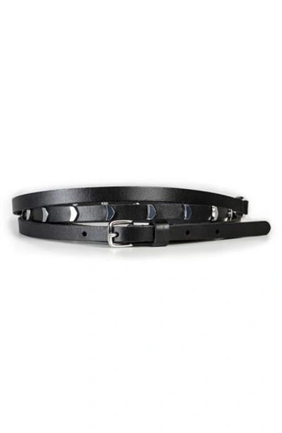 Shop Paige Rylan Embellished Skinny Leather Belt In Black