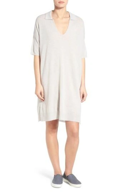 Shop James Perse Oversize Cashmere Shift Dress In Pearl