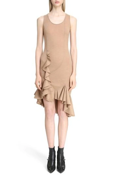 Shop Givenchy Ruffled Wool Jersey Dress In Camel