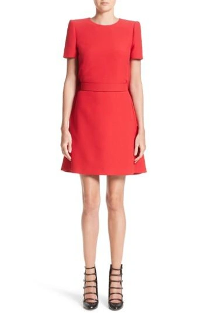 Shop Alexander Mcqueen Wool & Silk Cape Minidress In Scarlet Red