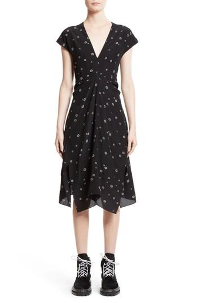 Shop Proenza Schouler Print Silk Dress In Black/ White/ Pumpkin