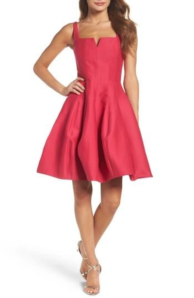 Shop Halston Heritage Fit & Flare Dress In Fuchsia Rose