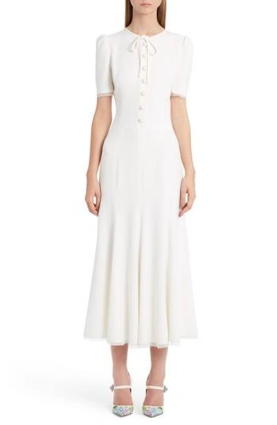 Shop Dolce & Gabbana Button Midi Dress In White