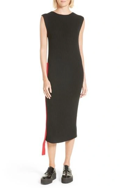 Shop Public School Serat Stripe Rib Knit Dress In Black